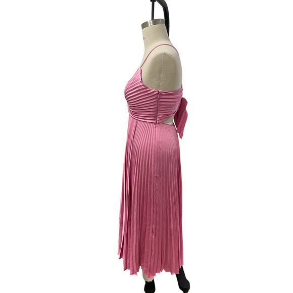 A.L.C. Gemini Pleated Cut Out Midi Dress Chateau Rouge 10 - Picture 7 of 11